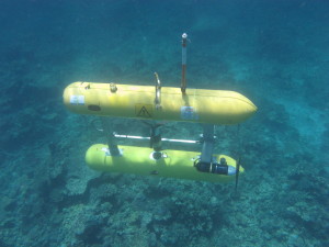 The AUV Sirius surveying coral reefs at Scott Reef, WA.