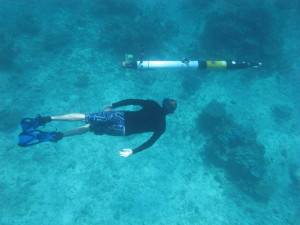 The Iver AUV conducting coral reef surveys at Scott Reef in WA.